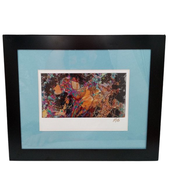 Abstract Fiber Art Framed Vintage Signed Modern Fabric Wall Decor 11 x 9 OOAK